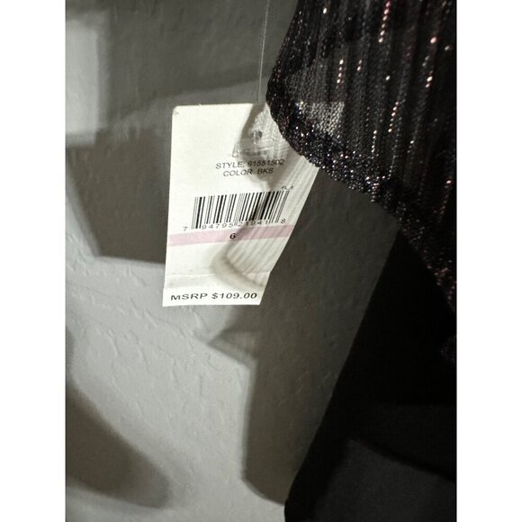 SLNY Womens Black Dress With Silver Sheer Overlay Size 6 - Picture 5 of 9